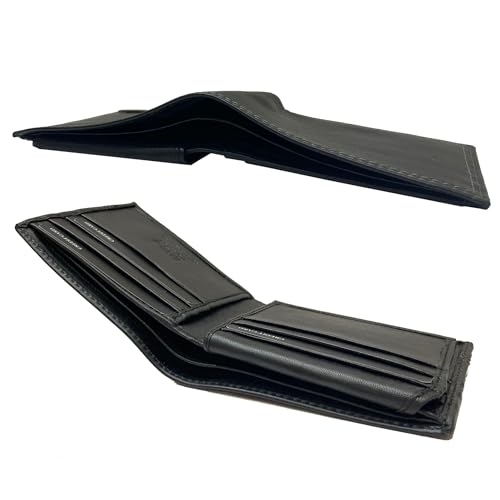 RIVET & BURR Genuine Leather Bifold Wallet for Men – RFID-Blocking Slim Wallet - Gift Box, Vanity Tray & Keychain with Textured Stripe Design & Metal Logo Badge (Black)4