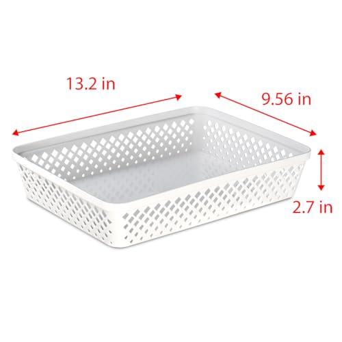 Image of Glad Plastic Storage Basket Set - Multipurpose Drawer Trays, Kitchen Pantry Containers, and Bathroom Bins - Large Organizers, White, 3 Count (Pack of 4)