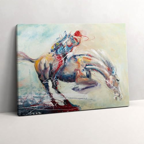 Illustration de chevaux au galop sur toile Wallfluent 80x60 cm pour un salon style nature