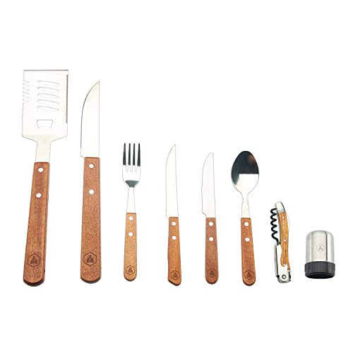 LAGUIOLE - Komplettes Picknick-Set - 18-teilig - Messer - Gabeln - Korkenzieher - Kiefernholzgriffe