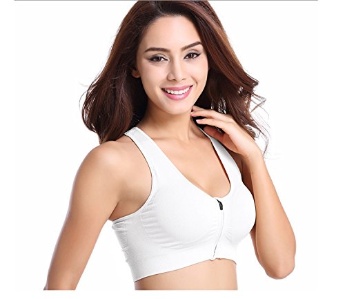 3 Pack Women's Sports Bra Zip Front Non Wired Comfy Post Surgery Bra with Removable Pads - Image 3