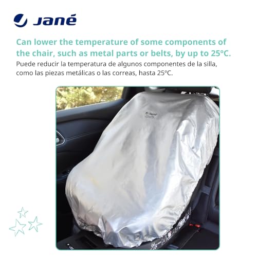 Funda antitérmica Jané mostrando cómo reduce la temperatura de componentes de la silla de coche