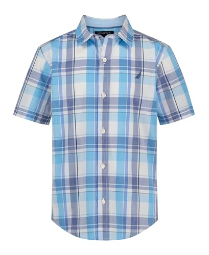 Image of Nautica Boys Short Sleeve Woven Button-Down Shirt. Light Weight & Breathable