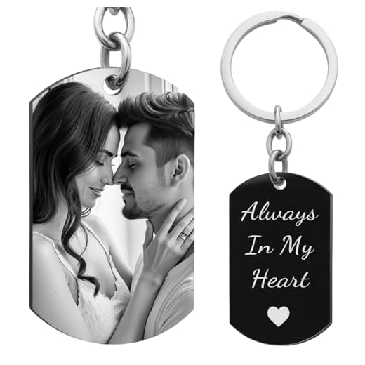 One Side Photo + One Side Text Personalized Engraved Stainless Steel Custom Dog Tag Key Chain - Handmade