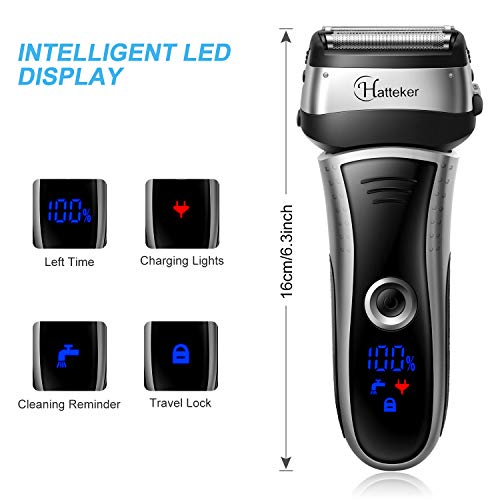 Hatteker Men's Electric Shaver Foil Shaver Wet Dry with Pop Up Trimmer Cordless - Thumbnail 4