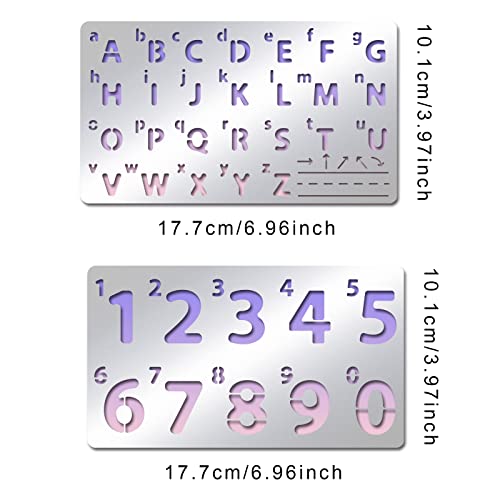 INFUNLY Metal Number Alphabet Stencils Mixed Letter Number Stencils Stainless Steel Number Alphabet Template for Painting Wood Carving Drawings Woodburning Engraving Scrapbooking - Image 2