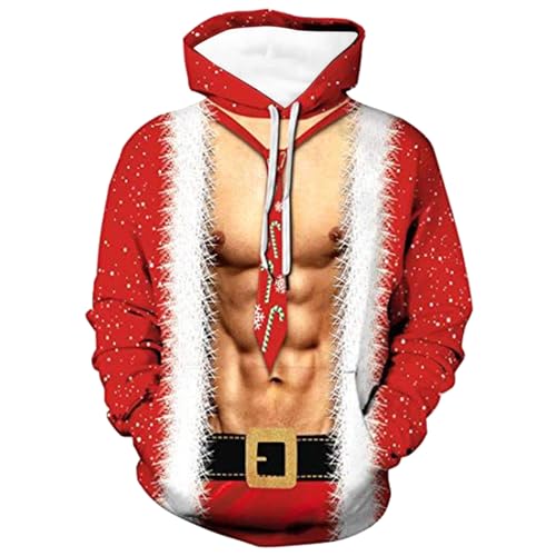 2024 Weihnachtspullover Herren Rentier Lustig Hoodie Sweatshirts...