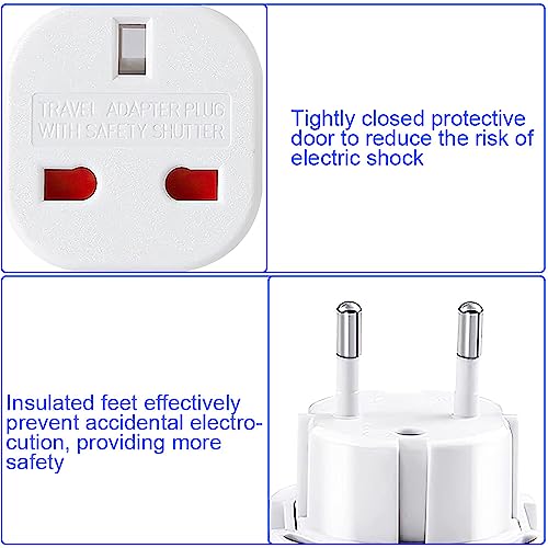 Fiotha Adapter UK na DE, 8 sztuk europejskich adapterów podróżnych, adapter podróżny UK do Europy, adapter wtyczka Anglia, wtyczka Niemiec, z zamknięciem zabezpieczającym do domu, podróży, do: