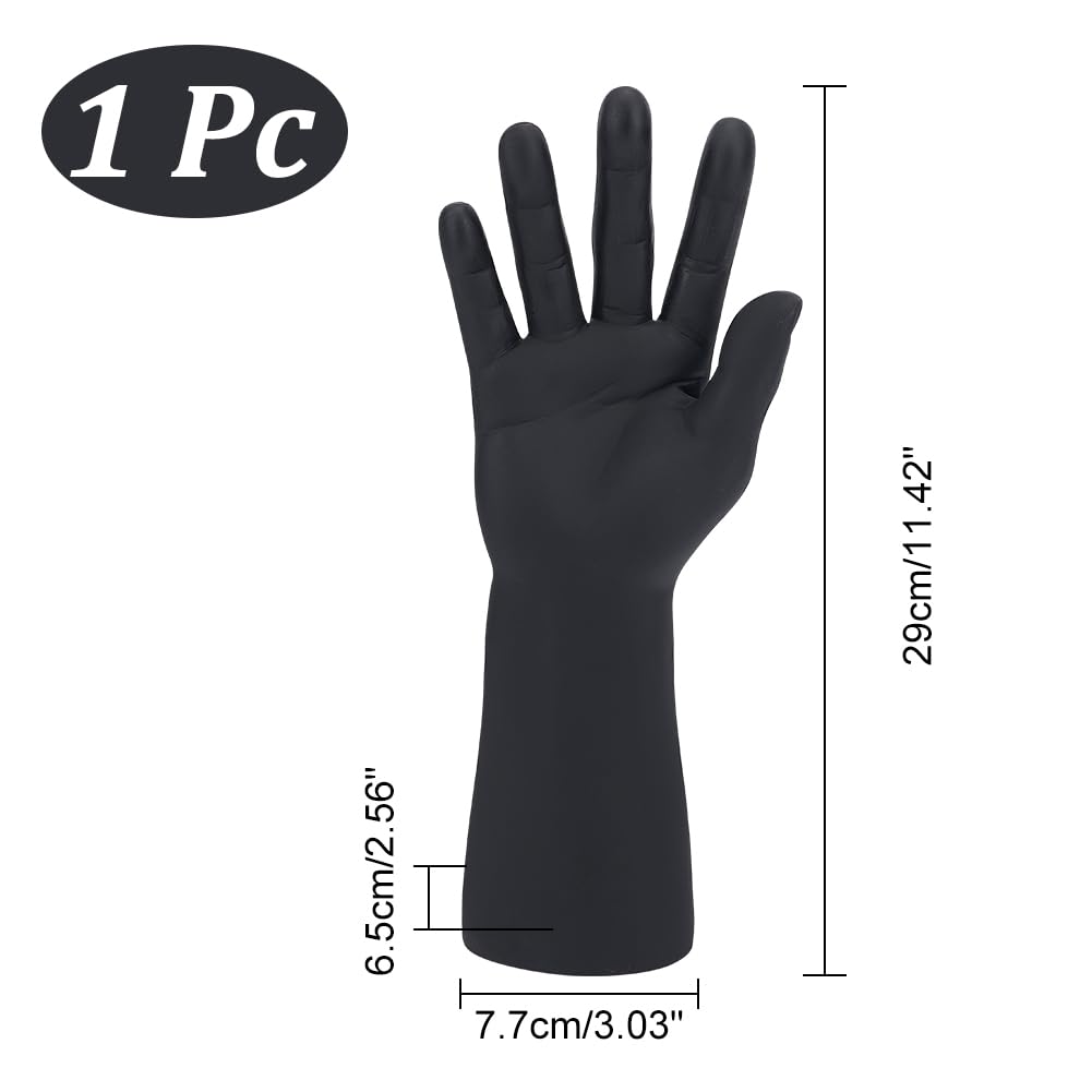 PH PandaHall 1pc Smooth Male Hand Model Black Display Stand Rack Glove Display Rack Mannequin Right Hands Jewelry Display Holder for Rings Bracelet Watch Home Selling Small Business, 11.4