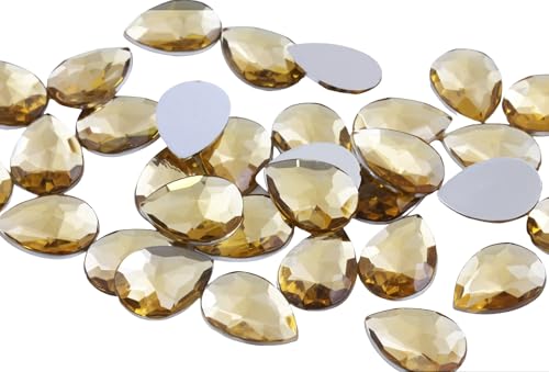 Allstarco 18x13mm Orange Champaign Peach H134 Flat Back Teardrop Acrylic Rhinestones Plastic Gems for Jewelry Making Costume Jewels Cosplay Embelishments Crafts- 30 Pieces
