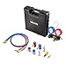VEVOR AC Manifold Gauge Set for R134a R404A R1234yf R22 Refrigerant, 3 Way AC Gauge with 5 ft Hoses, Adapters, Quick Couplers, Can Taps for Automotive Air Conditioning Maintenance, Charging Evacuation