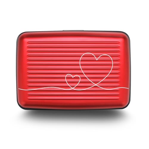 Image of OGON -DESIGNS- Aluminum card holder, RFID protection against fraud and demagnetization, compact wallet, Smart Case STOCKHOLM model (Engraving Love, Extra-secure lock)
