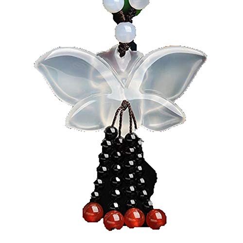 ZCCZJS Douche Rideau Charme Bijoux Naturel Blanc Pendant Pendant Glace Femelle chalcédoine Papillon Pendant Mode Jade Papillon Collier Handmade Chai Chai