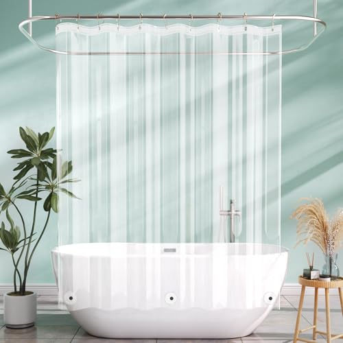 AmazerBath Camper Shower Curtain Liner 60x64 Clear Shower Curtain Liner Waterproof Plastic Shower Liner Cute Lightweight PEVA Shower Curtain with 3 Magnets and 10 Rustproof Metal Grommets