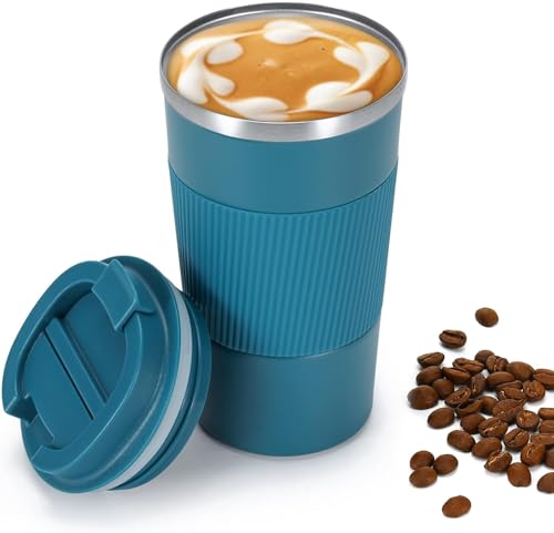Venti Travel Mug,Insulated Coffee Cup with Leakproof Lid,Vacuum Insulation Stainless Steel Reusable for Hot Cold Coffee, Water and Tea, Thermal Mug with Non-Slip ProtectiveCover, 510ml (Teal Blue) (B0D3QKSBKN) Amazon Price History, Amazon Price Tracker