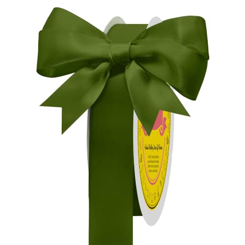 Image of Moss Double Face Satin Ribbon 1 inch X 50 Yards Spool Bright Colors Very Suitable for Weddings Gift Package Wrapping Dancer Wand Sewing Party Hair Bow Invitation Decorations and More