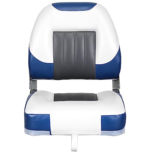 XGEAR Deluxe Low Back Boat Seat, FoldDown Fishing Boat Seat (Black/Red, 2 Seats)