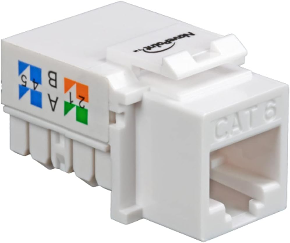 NavePoint CAT6 Ethernet Keystone Adapter Right Angle White 50-Pack