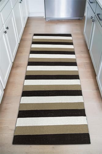 Image of 2x5 ft Cotton Runner Rug - Soft & Breathable Carpet for Indoor-Outdoor Use with Geometric Detailing