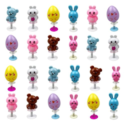 TTDCQQID Jouet Paques, 24 PCS Cadeau Paques Enfant, Jouet Sauteur Pâques, Ressort Jouet Mini, Lapin de Paques, Décorations de Pâques pour Maison, Bureau, l'école
