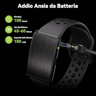 iSo Tech Fitness Tracker per Uomo Donna, Smart Bracciale Smartwatch Attività Frequenza Cardiaca & Sonno 24/7 con Analisi AI, Durata 60 Giorni, 170+ Modalità Sport, Non Abbonamento Richiesto, H59MAX