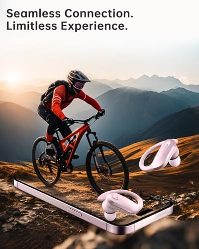 Image of Bluetooth Earbuds with Earhooks 48H Playtime,IPX7 Waterproof Wireless Headphones with Bluetooth 5.3,ENC Noise Cancelling Mic,Lightweight Fit for Office,Travel Gym Daily Style (Pink)