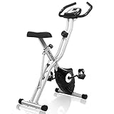 ANCHEER Klapp Heimtrainer mit APP Simulationsspiel, Indoor Fitnessbike Fahrrad mit 10-Fach einstellbaren magnetischen Widerstand & Tablet Ständer Orange, 6207, Silber