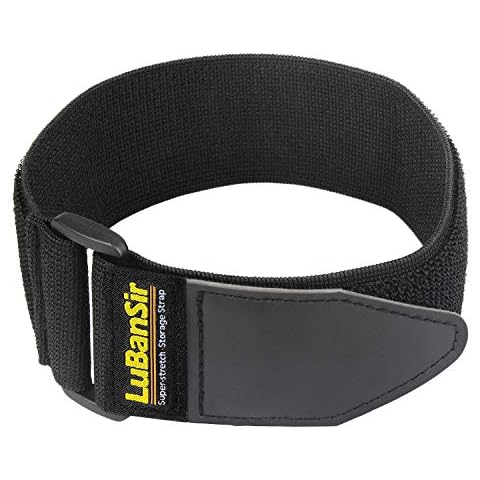 LuBanSir Cinch Straps - 2" x 18" (6 Pack) Elastic Hook and Loop Storage Straps with Buckle for Bicycle, Truck, Boat and More for Extension Cords, Ropes, Hoses Organization - Black Cover