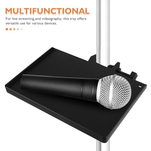 Bandeja para soporte de micrófono con estante para tarjeta de sonido y accesorios de podcast 3