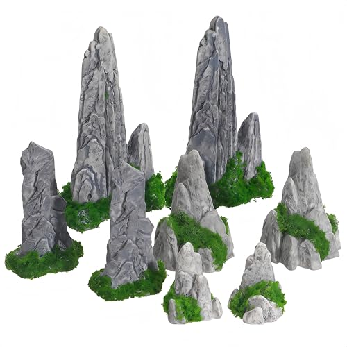 Wionin 8 Pieces Rockery Decor Zen Garden Accessories Micro Landscape Garden Decoration Mountain...