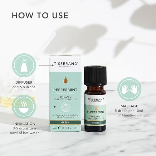 Tisserand Aromatherapy ,Peppermint - Organic Essential Oil ,Massage Oil, Aromatherapy Oil , Skin Oil, Oil For Diffuser ,100% Natural Pure Essential Oils ,9ml - Image 5
