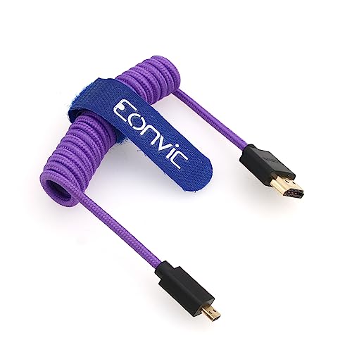 Câble micro HDMI vers HDMI 2.1 8K violet spiralé extensible fin pour caméras - 4