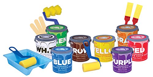 Roseart Washable Sidewalk Chalk Paint, Big Super Set With 8 Colors & 2 Foam Brushes #TOP1