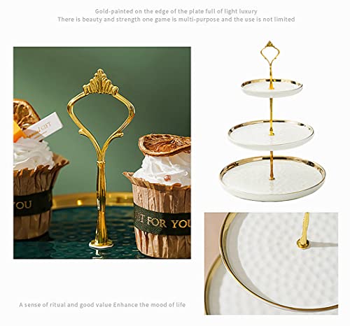 Cofelife Set Of 2 Porcelain Cupcake Stand Ceramic Dessert Stand Tiered Serving Trays With Gold Rod, 3 Tiers And 2 Tiers Cake Stand Party Serving Trays Fruit Pastry Holders For Wedding And Party #TOP5