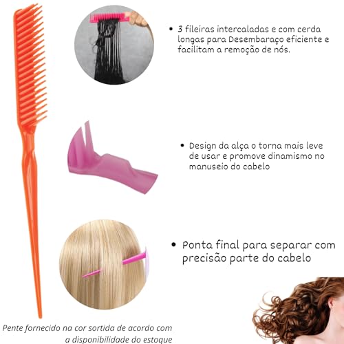 Kit Escova Cabelo Polvo Para Cabelos Crespos Cacheados Anti Quebra e Desembaraçadora + Pente Escova
