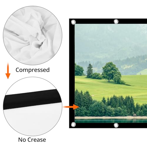 QWORK® 120 Zoll Projektionsleinwand, 16: 9 HD Faltbar Beamer Leinwand, 265X150CM Anti-Falten Projektor Leinwand mit Zubehör, für Innen- und Außenbereich