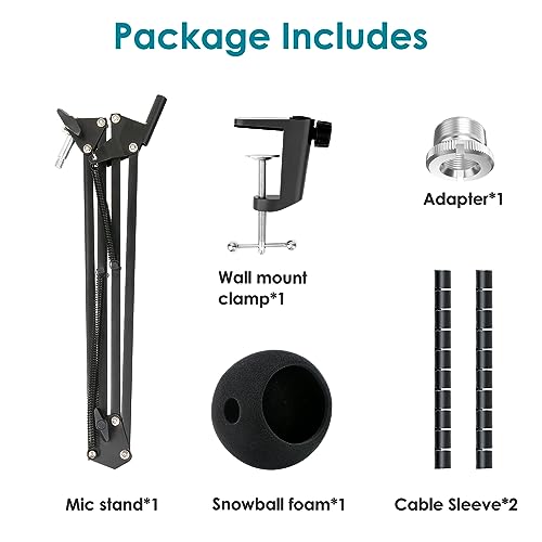 Blue Snowball iCE Mikrofonarm, Popschutz und Flexibler Kabelkanal Mikrofonständer kompatibel mit Blue Snowball Mikrofon Arm von YOUSHARES
