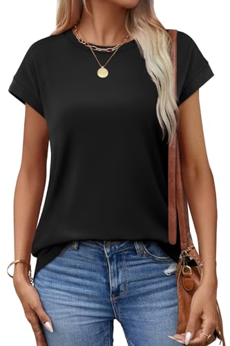 Image of Alaroo Womens Summer Tops Short Sleeve Shirts Crew Neck Cute Trendy Tunic Blouses (S-3XL)