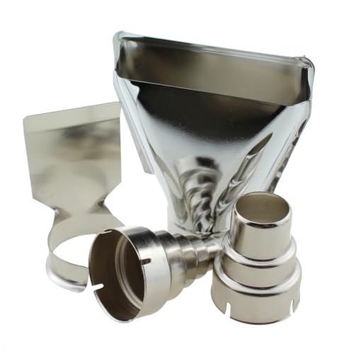 SQXBK 4PCS Silver Heat Gun Nozzle Kit Stainless Steel Reflector Heat Resistant Nozzle Gun Accessory Replacement Part Heat Blower Accessories