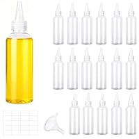 CafullCon 18 Stück Squeeze Flasche, 50ml Klein Quetschflaschen Kunststoff, Toilettenartikel flaschenfür Reisen, Wiederverwendbar Quetschflasche mit Etiketten Trichter für Ketchup Saucen Dressings