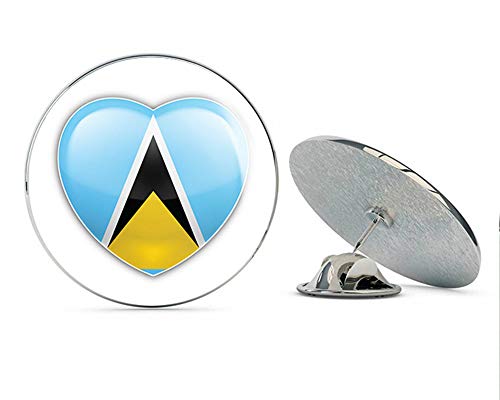 I Love Saint Lucia Glossy Heart Flag Round Metal 0.75