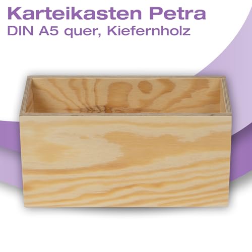 TimeTEX - Kiefernholz Karteikasten Petra | Einfacher Zugriff auf Materialien im Format A5. Umweltfreundlich aus Kieferholz gefertigt, bietet natürliche Haptik & Stabilität | Inhalt: 1x Karteikasten
