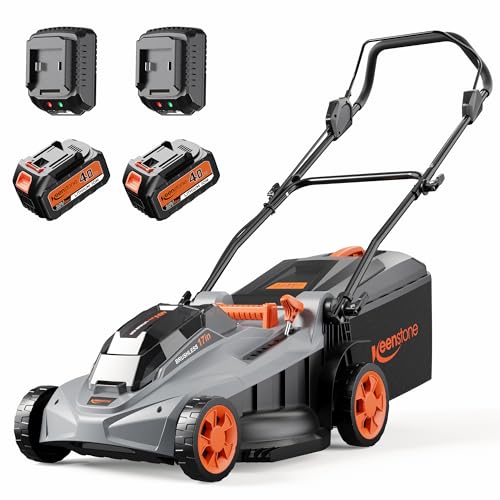 Keenstone Cordless Lawn Mower, 40V 17inch Electric Lawn Mower with Direct-Drive Brushless Motor, 2 x...