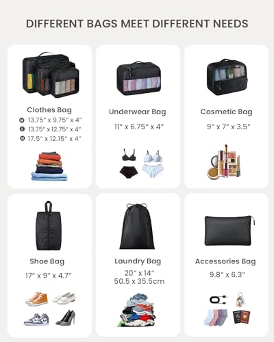 Goosom Packing Cubes For Travel - 8 Set Of Packing Cubes For Suitcases - Packing Cubes For Carry On Suitcase Organizer Bags Set For Travel Accessories, Travel Bags Organizer For Luggage thumb #1