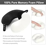 Travel Pillow, Best Memory Foam Neck Pillow Head Support Soft Pillow for Sleeping Rest, Airplane Car & Home Use (Black5) - Image 5