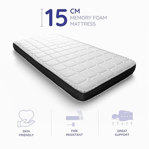 Cosmos 3Ft Single Memory Foam Mattress 6 Inch Deep Plush Mattress (90X190Cm) Back Support Fire Retardant Skin Soft, Upsilon - 2