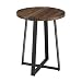 WE Furniture Rustic Farmhouse Round Metal Side End Accent Table Living Room, 18 Inch, Walnut Brown