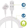 Philips Extension Cord, 15 Ft, 3-Outlet Flat Plug Extension Cord, Flat Extension Cord with Multiple Outlets, 2 Prong Extension Cord, Safety Slide Long Extension Cord, 1 Pack, White, SPS1032WE/27