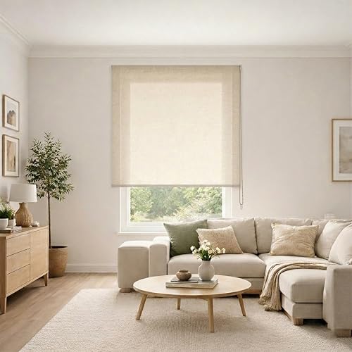 Blindecor Store Enrouleur Translucide Texture Lin - 80 x 200 cm - Dimensions du Tissu 77 x 195 cm