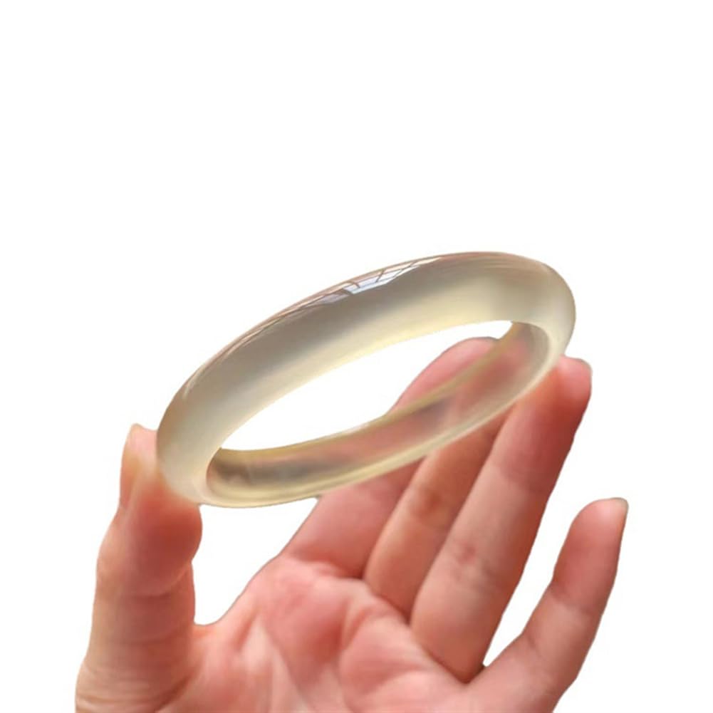 Bracciale rigido in giada bianca con agata naturale Bracciale in giada bianca al chiaro di luna per regalo di nozze per laurea da donna